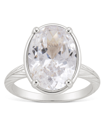 Sterling Silver Oval Cut CZ Cocktail Ring
