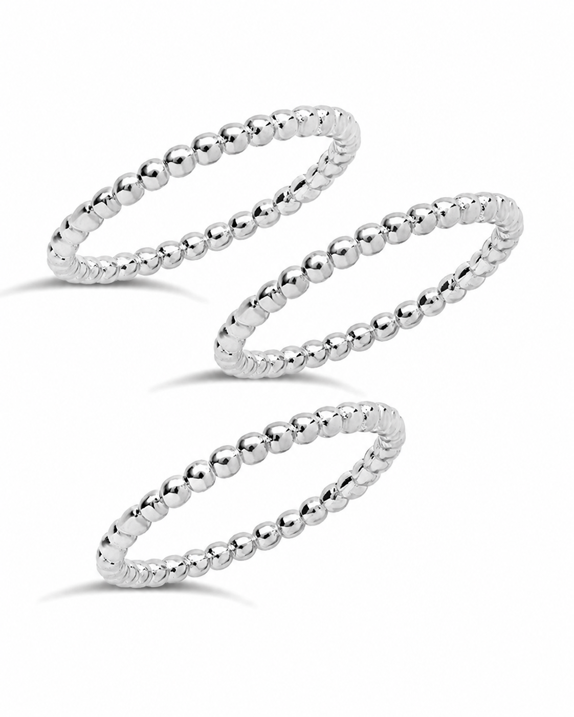 Sterling Silver Beaded Ring Set of 3
