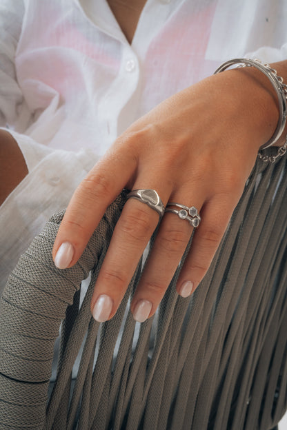 Sterling Silver Cora Heart Signet Ring