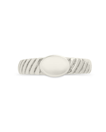 Sterling Silver Dixie Ribbed Signet Ring
