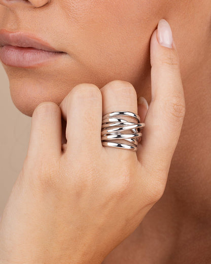 Sterling Silver Rebecca Layered Stacking Ring