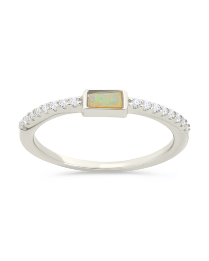 Sterling Silver Corrine Opal & CZ Ring