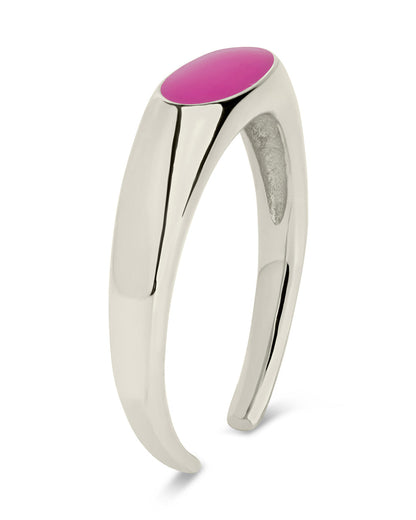 Sterling Silver Enamel Open Signet Ring
