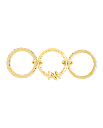 Sterling Silver Birgitta CZ Link Stacking Ring