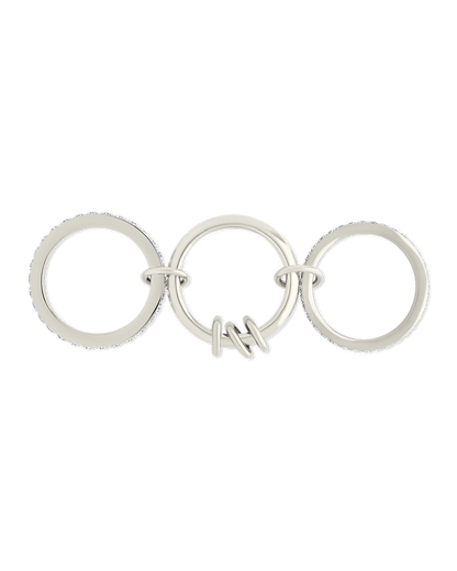 Sterling Silver Birgitta CZ Link Stacking Ring