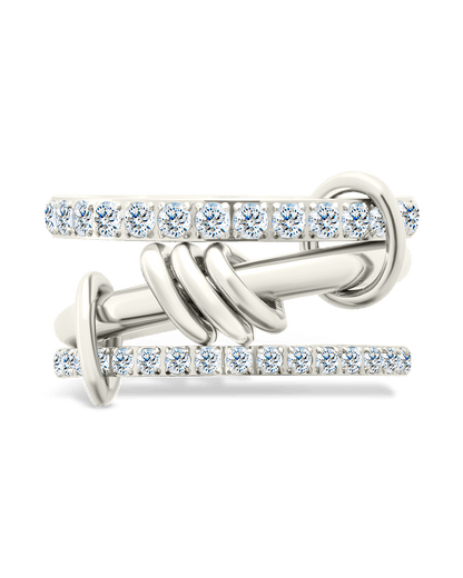Sterling Silver Birgitta CZ Link Stacking Ring