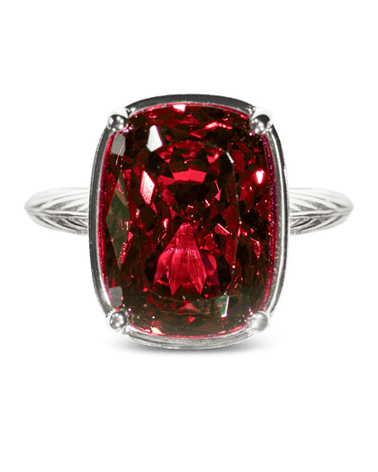 Sterling Silver Elongated Cushion Garnet CZ Cocktail Ring