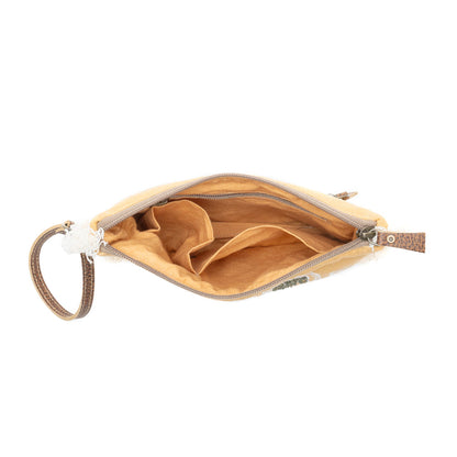 Amber Harvest Embroidered Pouch in Sunshine Tan