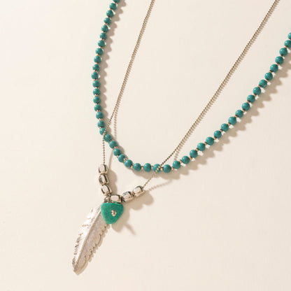 Myra Feathered Sage Necklace in Range Blue