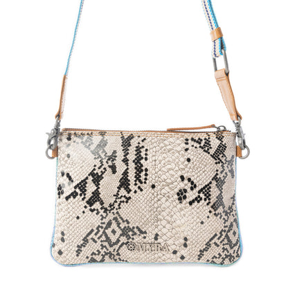 Myra Eden Mirage Leather Bag in Ivory Snake Print