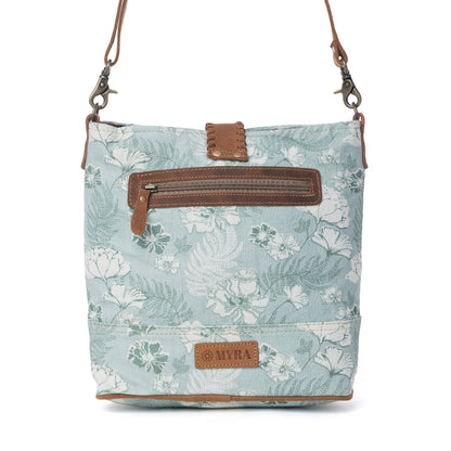 Myra Sagefield Cotton & Leather Shoulder Bag in Mint Brown