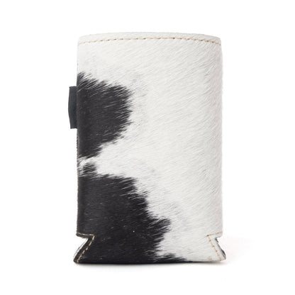 Myra Birch Valley Hairon Leather Beer Can Holder in Ivory Slate