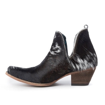 Sunset Bloom Split-Top Hair-On Hide Boots In Black & White