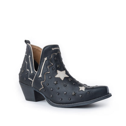 Myra Lone Star Sky Leather Rodeo Boots - Spilt-Top Handstitched Western Boots with Stud Detail for Rodeo Elegance