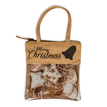 Christmas Bell Hair-On Hide Ornament Set In Brown