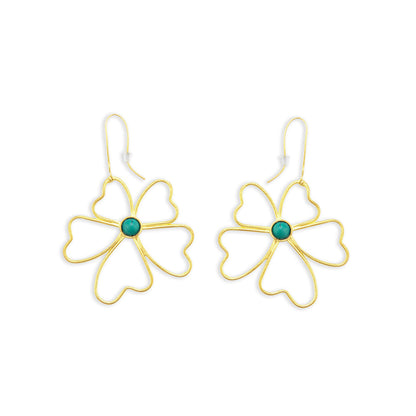 Peony Petals Flower Gold Toned Earrings