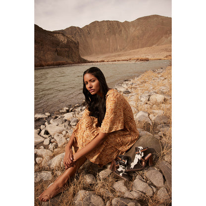 Myra Beth Jane Hairon Leather Boots - Handtooled Ankle Strap Brunch Boots for Bold Cowgirl Vibes