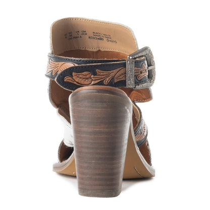 Myra Beth Jane Hairon Leather Boots - Handtooled Ankle Strap Brunch Boots for Bold Cowgirl Vibes