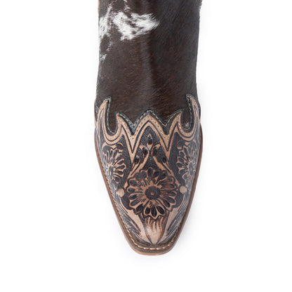 Myra Margie Leather Boots for Women - Hairon Ankle Boots with Handtooled Leather Details for Carnival Sundowns