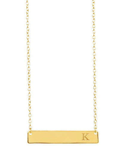 Sterling Silver Bar Initial Necklace