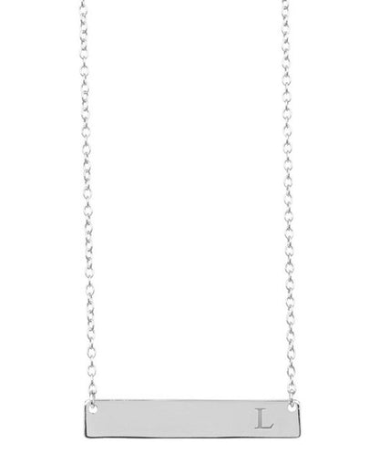 Sterling Silver Bar Initial Necklace