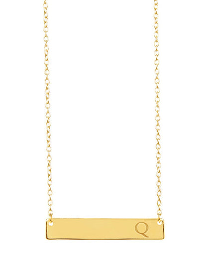 Sterling Silver Bar Initial Necklace