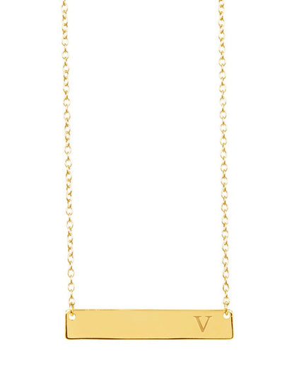 Sterling Silver Bar Initial Necklace