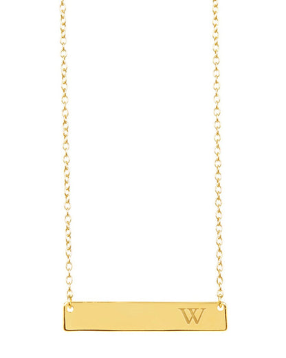 Sterling Silver Bar Initial Necklace