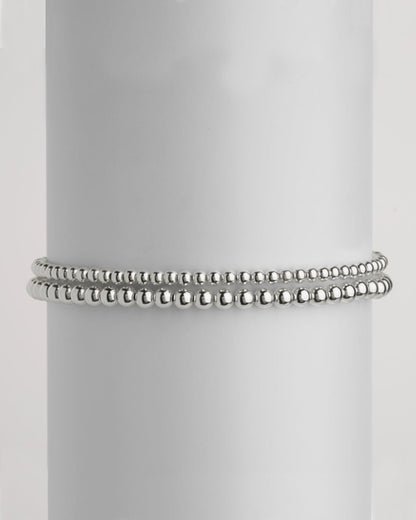 Sterling Silver Beaded Stretch Bracelet Sets