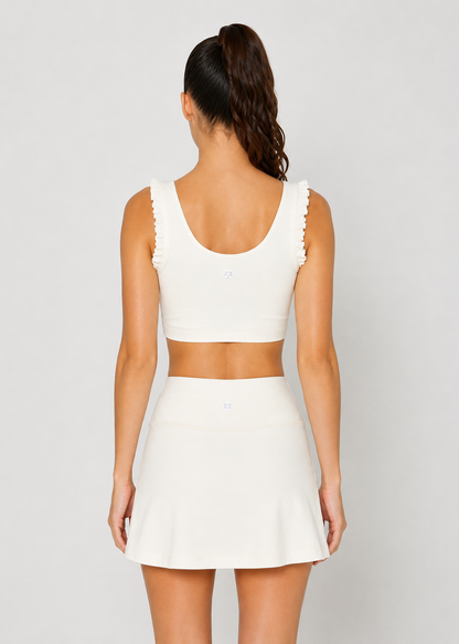 Ruffle Scoop Neck Crop Top