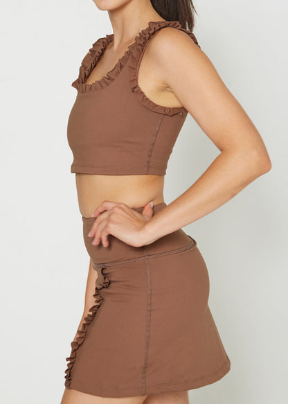 Ruffle Scoop Neck Crop Top