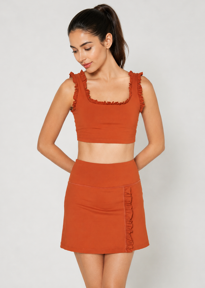 Ruffle Scoop Neck Crop Top