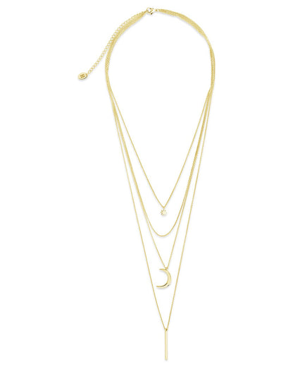 Crescent & Bar Multi Layer Necklace