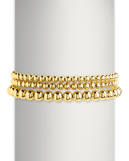 Sterling Silver Beaded Stretch Bracelet Sets