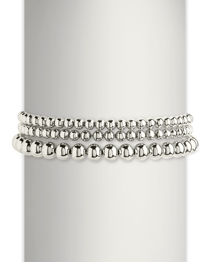 Sterling Silver Beaded Stretch Bracelet Sets