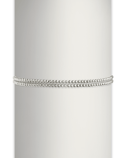 Sterling Silver Beaded Stretch Bracelet Sets