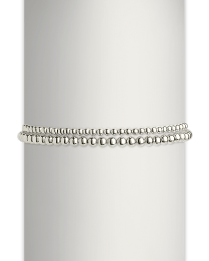 Sterling Silver Beaded Stretch Bracelet Sets