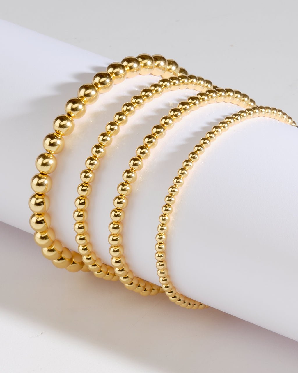 Sterling Silver Beaded Stretch Bracelet Sets
