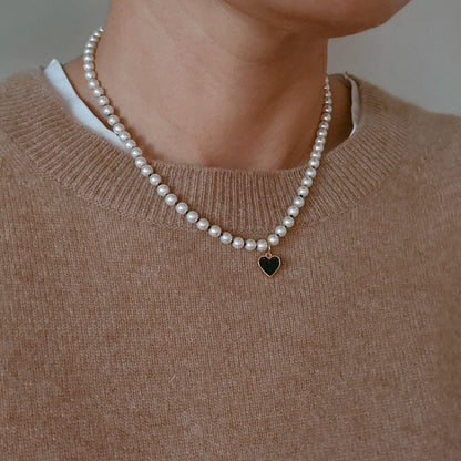 Silky Thread Heart Charm Necklace