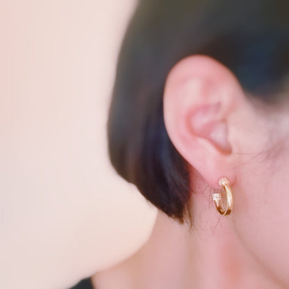 Simply Aiden Hoop Earrings -Gold & CZ Details