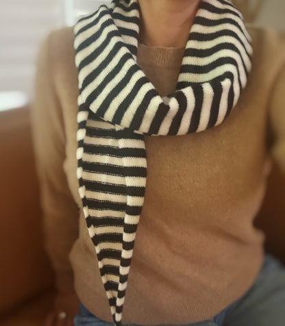 Slim Minimalist Knit Scarf – Two-Tone & Striped