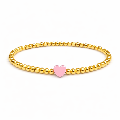 So Very Loved Heart Gold Beaded Stretch Bracelet