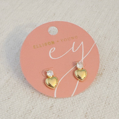 Sparkle Over Heart Stud Earrings