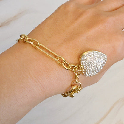 Sparkly Big Heart Chain Bracelet