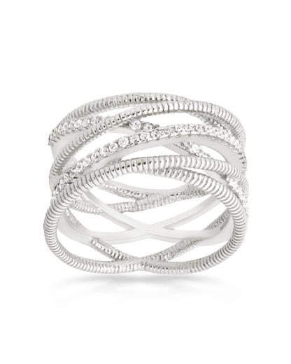 Sterling Silver Multi Band & CZ Ring