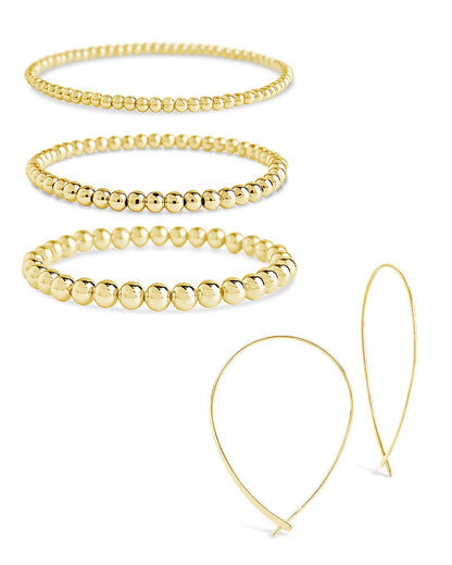 Beaded Bracelet & Delicate Threader Earrings Set