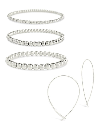 Beaded Bracelet & Delicate Threader Earrings Set