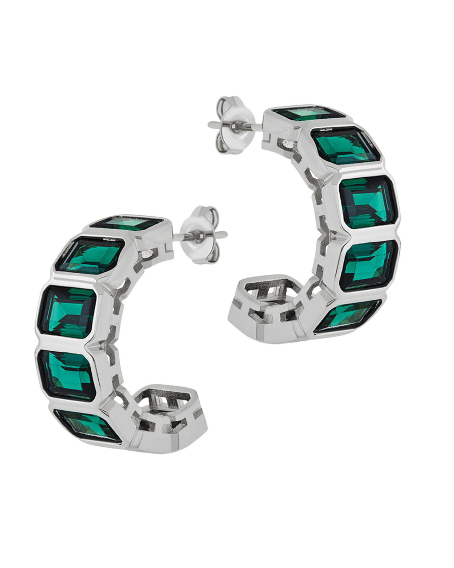 Nyssa Bezel CZ Station Hoop Earrings