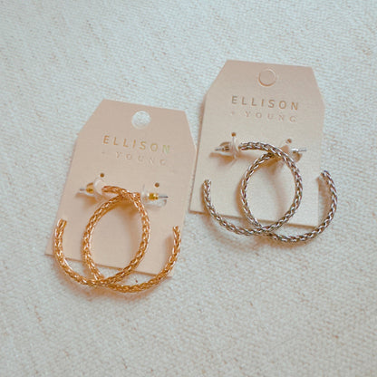Weaved Golden Wire Hoop Earrings