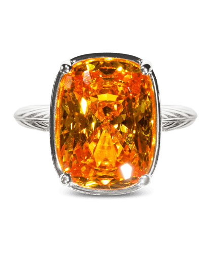 Sterling Silver Elongated Cushion Canary CZ Cocktail Ring